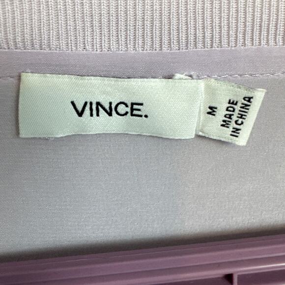 Vince Women's Contrast Top Silk Viscose Lilac Long Sleeve Size M (Flaw) Timeless - Picture 6 of 9